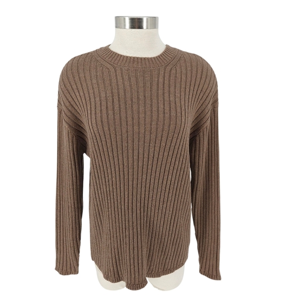 Jessica Simpson Sweater Brown Long Sleeve Rib Knit Pullover Medium - Picture 1 of 9